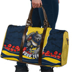 Personalized Cowboys ANZAC Tribute Travel Bag Poppy Field Soldier Silhouette Aboriginal Rugby Mascot