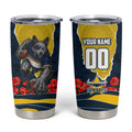Personalized Cowboys ANZAC Tribute Tumbler Cup Poppy Field Soldier Silhouette Aboriginal Rugby Mascot