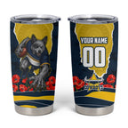Personalized Cowboys ANZAC Tribute Tumbler Cup Poppy Field Soldier Silhouette Aboriginal Rugby Mascot