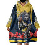 Personalized Cowboys ANZAC Tribute Wearable Blanket Hoodie Poppy Field Soldier Silhouette Aboriginal Rugby Mascot