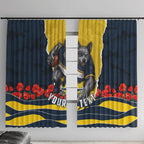 Personalized Cowboys ANZAC Tribute Window Curtain Poppy Field Soldier Silhouette Aboriginal Rugby Mascot