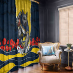 Personalized Cowboys ANZAC Tribute Window Curtain Poppy Field Soldier Silhouette Aboriginal Rugby Mascot