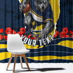 Personalized Cowboys ANZAC Tribute Window Curtain Poppy Field Soldier Silhouette Aboriginal Rugby Mascot