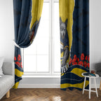Personalized Cowboys ANZAC Tribute Window Curtain Poppy Field Soldier Silhouette Aboriginal Rugby Mascot