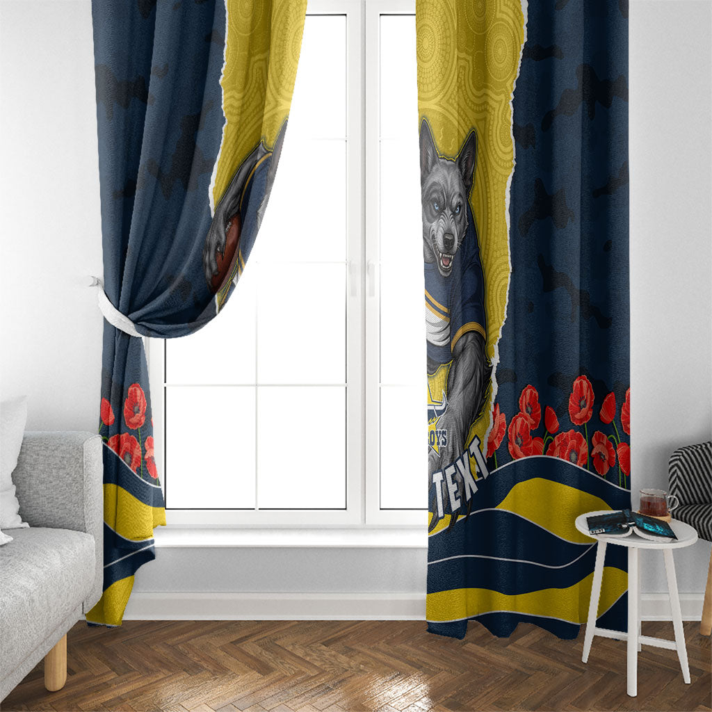 Personalized Cowboys ANZAC Tribute Window Curtain Poppy Field Soldier Silhouette Aboriginal Rugby Mascot