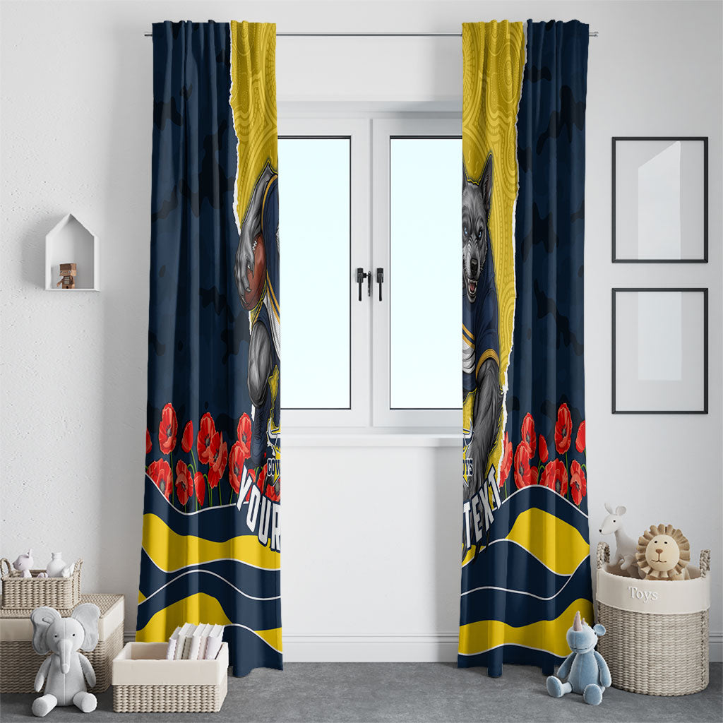 Personalized Cowboys ANZAC Tribute Window Curtain Poppy Field Soldier Silhouette Aboriginal Rugby Mascot