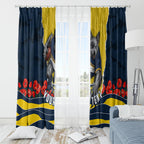 Personalized Cowboys ANZAC Tribute Window Curtain Poppy Field Soldier Silhouette Aboriginal Rugby Mascot