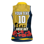 Personalized Cowboys ANZAC Tribute Women Sleeveless Polo Shirt Poppy Field Soldier Silhouette Aboriginal Rugby Mascot