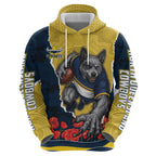 Personalized Cowboys ANZAC Tribute Zip Hoodie Poppy Field Soldier Silhouette Aboriginal Rugby Mascot