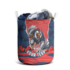 Personalized Sydney Roosters ANZAC Tribute Laundry Basket Poppy Field Soldier Silhouette Aboriginal Rugby Mascot