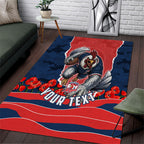 Personalized Sydney Roosters ANZAC Tribute Area Rug Poppy Field Soldier Silhouette Aboriginal Rugby Mascot