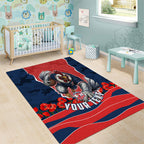 Personalized Sydney Roosters ANZAC Tribute Area Rug Poppy Field Soldier Silhouette Aboriginal Rugby Mascot