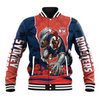 Personalized Sydney Roosters ANZAC Tribute Baseball Jacket Poppy Field Soldier Silhouette Aboriginal Rugby Mascot