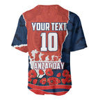 Personalized Sydney Roosters ANZAC Tribute Baseball Jersey Poppy Field Soldier Silhouette Aboriginal Rugby Mascot