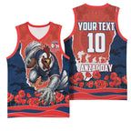 Personalized Sydney Roosters ANZAC Tribute Basketball Jersey Poppy Field Soldier Silhouette Aboriginal Rugby Mascot