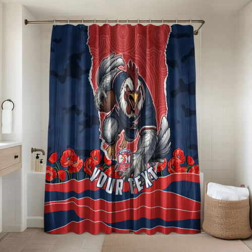 Personalized Sydney Roosters ANZAC Tribute Bathroom Set Poppy Field Soldier Silhouette Aboriginal Rugby Mascot