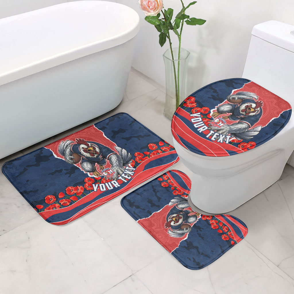 Personalized Sydney Roosters ANZAC Tribute Bathroom Set Poppy Field Soldier Silhouette Aboriginal Rugby Mascot