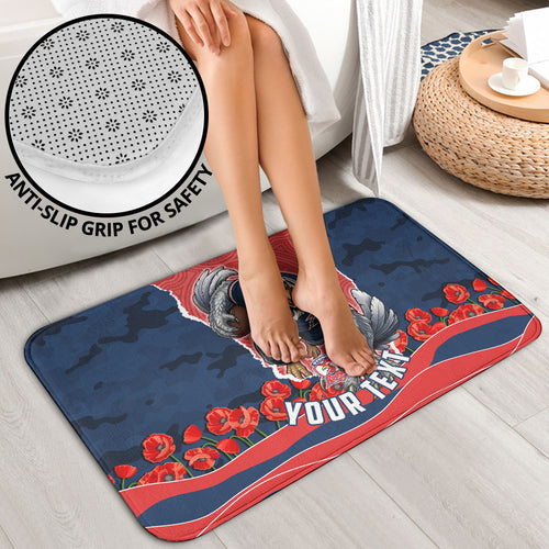 Personalized Sydney Roosters ANZAC Tribute Bathroom Set Poppy Field Soldier Silhouette Aboriginal Rugby Mascot
