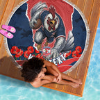 Personalized Sydney Roosters ANZAC Tribute Beach Blanket Poppy Field Soldier Silhouette Aboriginal Rugby Mascot
