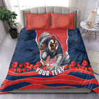 Personalized Sydney Roosters ANZAC Tribute Bedding Set Poppy Field Soldier Silhouette Aboriginal Rugby Mascot