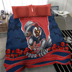Personalized Sydney Roosters ANZAC Tribute Bedding Set Poppy Field Soldier Silhouette Aboriginal Rugby Mascot
