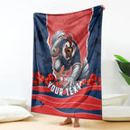 Personalized Sydney Roosters ANZAC Tribute Blanket Poppy Field Soldier Silhouette Aboriginal Rugby Mascot