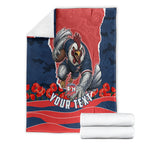 Personalized Sydney Roosters ANZAC Tribute Blanket Poppy Field Soldier Silhouette Aboriginal Rugby Mascot
