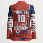 Personalized Sydney Roosters ANZAC Tribute Blazer Poppy Field Soldier Silhouette Aboriginal Rugby Mascot