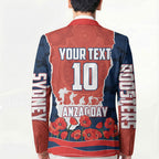 Personalized Sydney Roosters ANZAC Tribute Blazer Poppy Field Soldier Silhouette Aboriginal Rugby Mascot