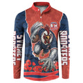 Personalized Sydney Roosters ANZAC Tribute Button Sweatshirt Poppy Field Soldier Silhouette Aboriginal Rugby Mascot