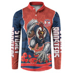 Personalized Sydney Roosters ANZAC Tribute Button Sweatshirt Poppy Field Soldier Silhouette Aboriginal Rugby Mascot