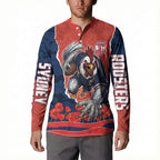 Personalized Sydney Roosters ANZAC Tribute Button Sweatshirt Poppy Field Soldier Silhouette Aboriginal Rugby Mascot