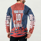 Personalized Sydney Roosters ANZAC Tribute Button Sweatshirt Poppy Field Soldier Silhouette Aboriginal Rugby Mascot