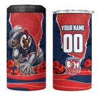 Personalized Sydney Roosters ANZAC Tribute 4 in 1 Can Cooler Tumbler Poppy Field Soldier Silhouette Aboriginal Rugby Mascot