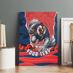 Personalized Sydney Roosters ANZAC Tribute Canvas Wall Art Poppy Field Soldier Silhouette Aboriginal Rugby Mascot