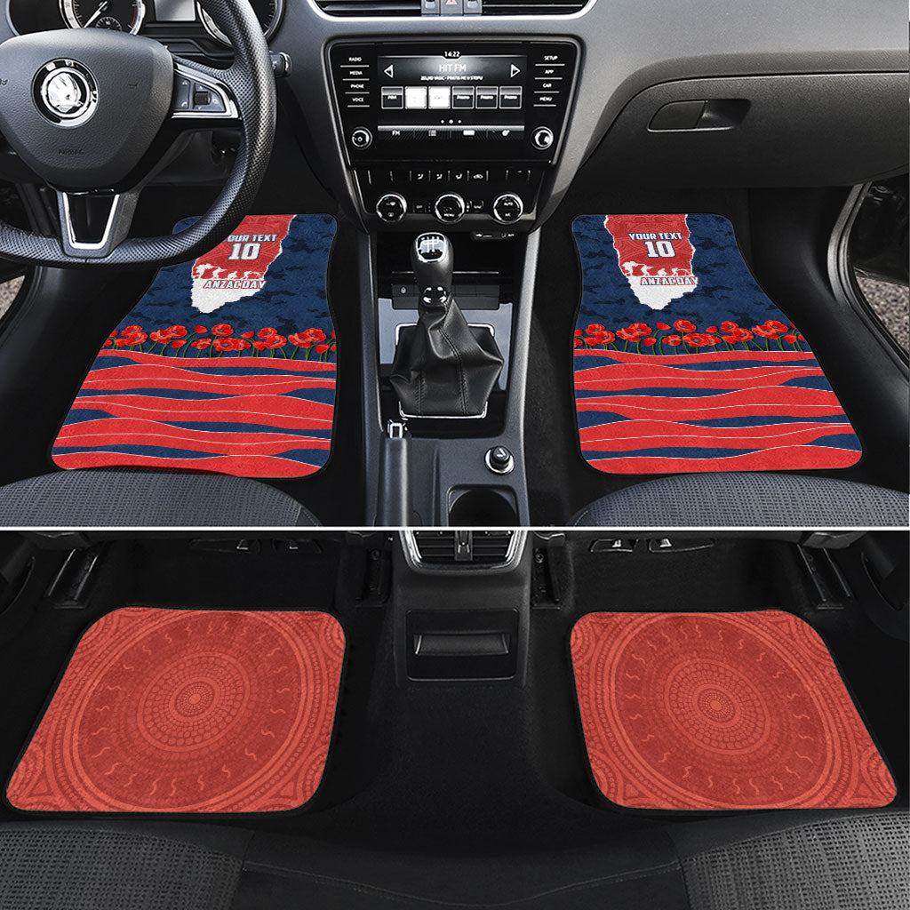 Personalized Sydney Roosters ANZAC Tribute Car Mats Poppy Field Soldier Silhouette Aboriginal Rugby Mascot