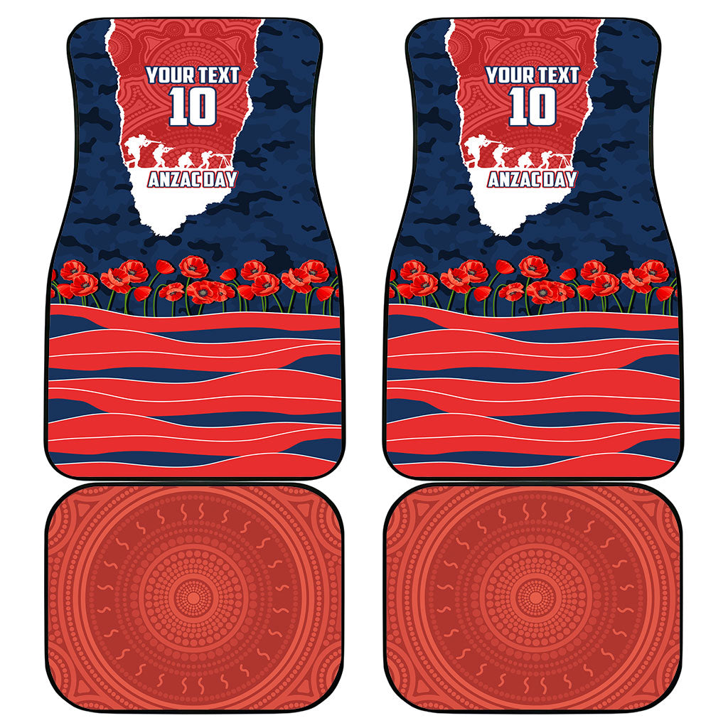 Personalized Sydney Roosters ANZAC Tribute Car Mats Poppy Field Soldier Silhouette Aboriginal Rugby Mascot