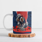Personalized Sydney Roosters ANZAC Tribute Ceramic Mug Poppy Field Soldier Silhouette Aboriginal Rugby Mascot