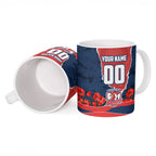 Personalized Sydney Roosters ANZAC Tribute Ceramic Mug Poppy Field Soldier Silhouette Aboriginal Rugby Mascot