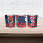 Personalized Sydney Roosters ANZAC Tribute Ceramic Mug Poppy Field Soldier Silhouette Aboriginal Rugby Mascot