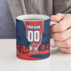 Personalized Sydney Roosters ANZAC Tribute Ceramic Mug Poppy Field Soldier Silhouette Aboriginal Rugby Mascot