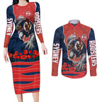 Personalized Sydney Roosters ANZAC Tribute Couples Matching Long Sleeve Bodycon Dress and Long Sleeve Button Shirt Poppy Field Soldier Silhouette Aboriginal Rugby Mascot
