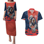 Personalized Sydney Roosters ANZAC Tribute Couples Matching Puletasi and Hawaiian Shirt Poppy Field Soldier Silhouette Aboriginal Rugby Mascot