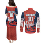 Personalized Sydney Roosters ANZAC Tribute Couples Matching Puletasi and Long Sleeve Button Shirt Poppy Field Soldier Silhouette Aboriginal Rugby Mascot