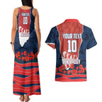Personalized Sydney Roosters ANZAC Tribute Couples Matching Tank Maxi Dress and Hawaiian Shirt Poppy Field Soldier Silhouette Aboriginal Rugby Mascot