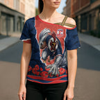 Personalized Sydney Roosters ANZAC Tribute Cross Shoulder Shirt Poppy Field Soldier Silhouette Aboriginal Rugby Mascot