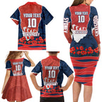 Personalized Sydney Roosters ANZAC Tribute Family Matching Long Sleeve Bodycon Dress and Hawaiian Shirt Poppy Field Soldier Silhouette Aboriginal Rugby Mascot