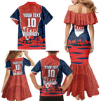 Personalized Sydney Roosters ANZAC Tribute Family Matching Mermaid Dress and Hawaiian Shirt Poppy Field Soldier Silhouette Aboriginal Rugby Mascot