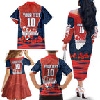 Personalized Sydney Roosters ANZAC Tribute Family Matching Off The Shoulder Long Sleeve Dress and Hawaiian Shirt Poppy Field Soldier Silhouette Aboriginal Rugby Mascot