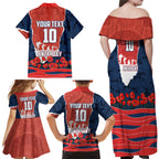 Personalized Sydney Roosters ANZAC Tribute Family Matching Off Shoulder Maxi Dress and Hawaiian Shirt Poppy Field Soldier Silhouette Aboriginal Rugby Mascot